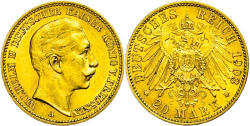 Prussia  20 Mark, 1903, Wilhelm ... 