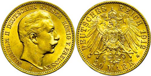Prussia  20 Mark, 1912, Wilhelm ... 