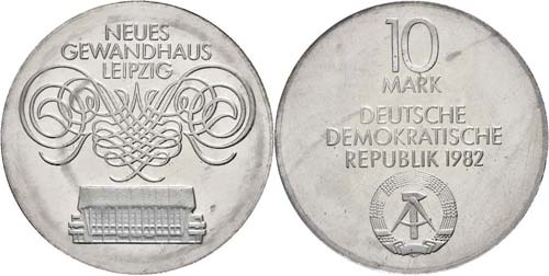 GDR  10 Mark, 1982, Gewandhaus ... 