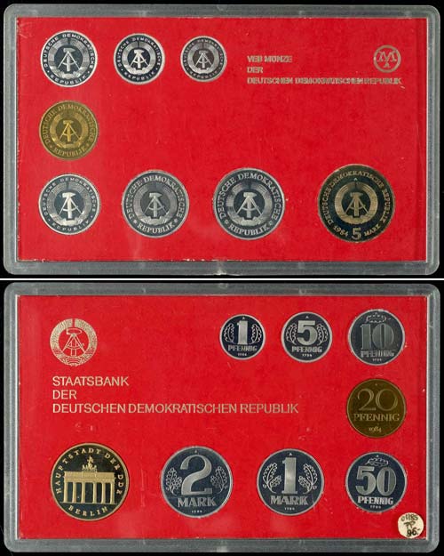 GDR Normal Use Coin Sets  1984, 1 ... 
