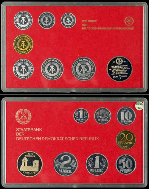 GDR Normal Use Coin Sets  1985, 1 ... 