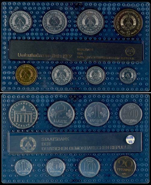 GDR Normal Use Coin Sets  1987, 1 ... 