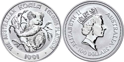 Australia  100 Dollars, Platinum, ... 