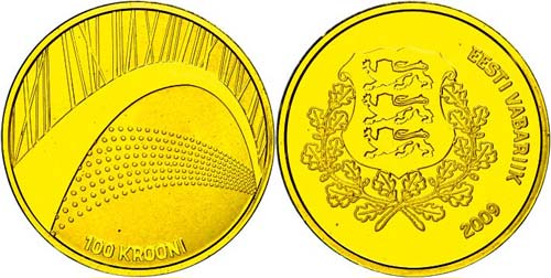 Estland  100 Krooni, Gold, 2009, ... 