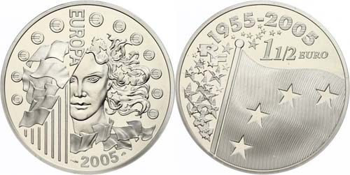 Frankreich  1,5 Euro, 2005, 50 ... 