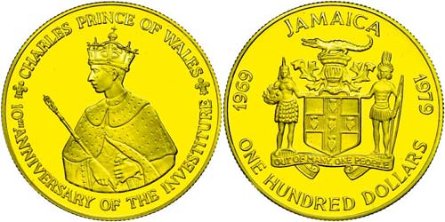Jamaika  100 Dollars, Gold, 1979, ... 