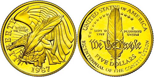Coins USA  5 Dollars, Gold, 1987, ... 