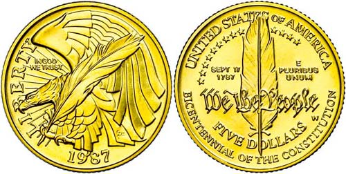 USA  5 Dollars, Gold, 1987, ... 