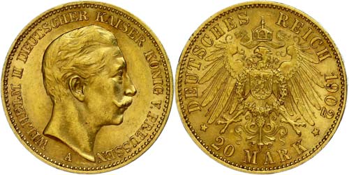Prussia 20 Mark, 1902 A, Wilhelm ... 