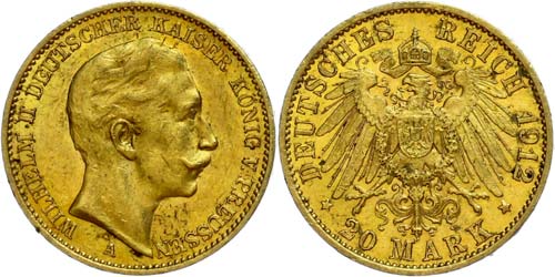 Prussia 20 Mark, 1912, Wilhelm ... 