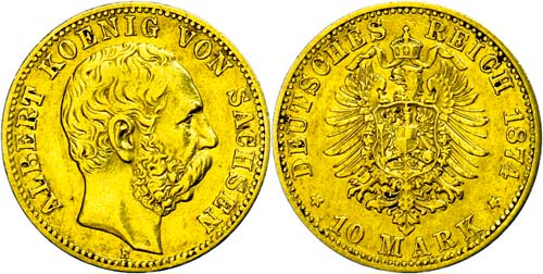 Saxony 10 Mark, 1874, Albert, ... 