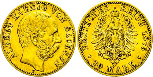 Saxony 10 Mark, 1879, Albert, ... 