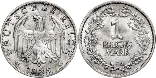 Coins Weimar Republic 1 Reichmark, ... 