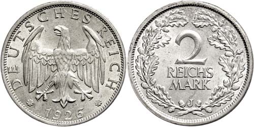 Coins Weimar Republic 2 Reichmark, ... 
