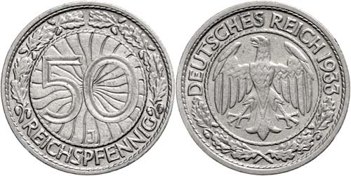 Münzen Drittes Reich 50 ... 