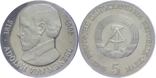 GDR 5 Mark, 1980, Adolph from ... 