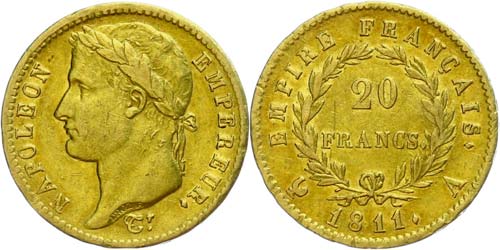 France 20 Franc, Gold, 1811, ... 
