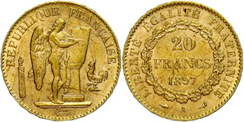 France 20 Franc, Gold, 1897, A, ... 