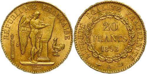 France 20 Franc, Gold, 1898, A, ... 