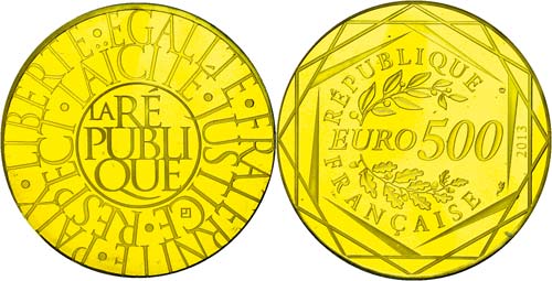 France 500 Euro, Gold, 2013, ... 