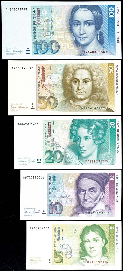 Geldscheine Deutsche Bundesbank 5x ... 