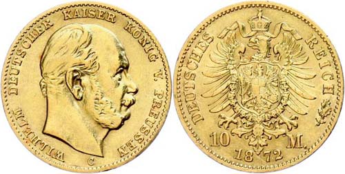Prussia 10 Mark, 1872, Wilhlem I., ... 