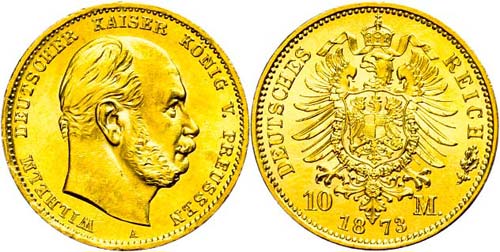 Prussia 10 Mark, 1873, Wilhelm I., ... 