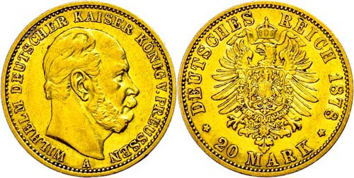 Prussia 20 Mark, 1878, A, Wilhelm ... 