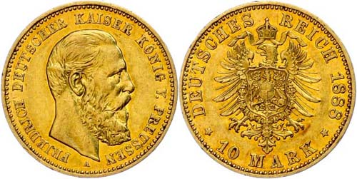 Preußen Goldmünzen 10 Mark, ... 