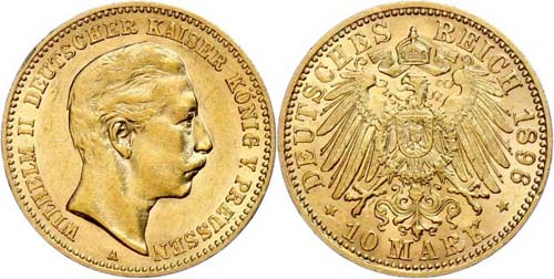 Prussia 10 Mark, 1896, Wilhelm ... 