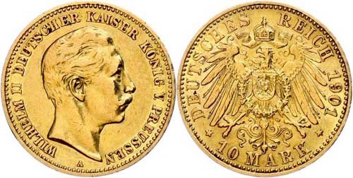 Prussia 10 Mark, 1901, Wilhelm ... 