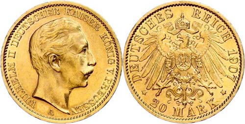 Prussia 20 Mark, 1907, Wilhelm ... 