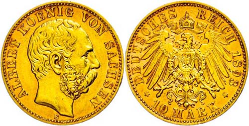 Saxony 10 Mark, 1893, Albert, ... 