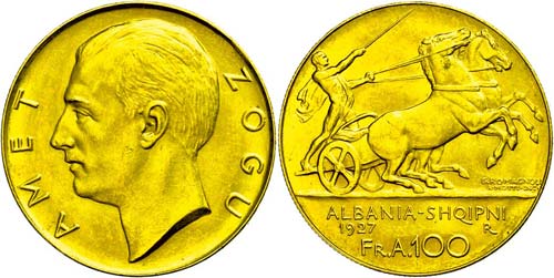 Albanien 100 Franken, Gold, 1927, ... 