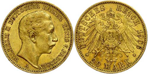 Prussia 20 Mark, 1906, Wilhelm ... 