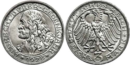 Münzen Weimar 3 Reichsmark, 1928, ... 