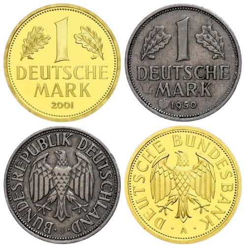 Münzen Bund ab 1946 2 x 1 Mark, ... 