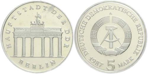 GDR 5 Mark, 1987, Brandenburger ... 