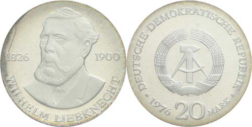 Münzen DDR 20 Mark ,1976, Wilhelm ... 