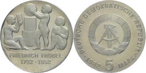 GDR 5 Mark, 1982, Fröbel, in uPVC ... 