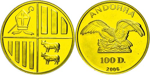 Andorra 100 Diners, Gold, 2006, ... 