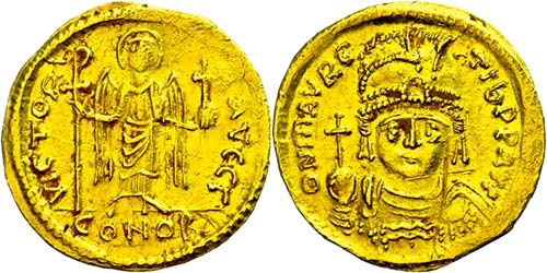 Münzen Byzanz Mauricius Tiberius, ... 