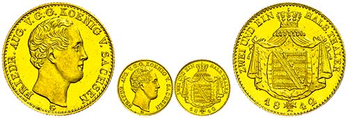 Saxony 2 + thaler, Gold, 1842, ... 
