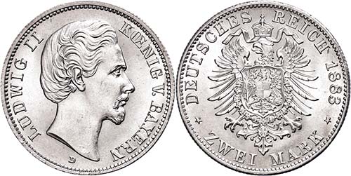 Bayern 2 Mark, 1883, Ludwig II., ... 