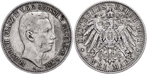 Mecklenburg-Schwerin 2 Mark, 1901, ... 