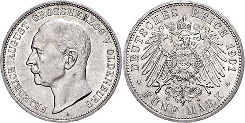 Oldenburg 5 Mark, 1901, Friedrich ... 