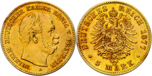 Prussia 5 Mark, 1877, Wilhelm I., ... 