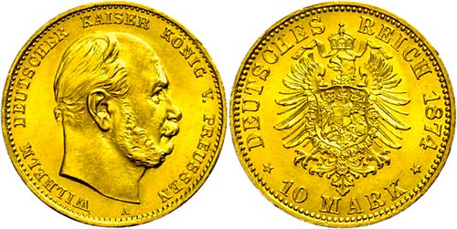 Preußen Goldmünzen 10 Mark, ... 