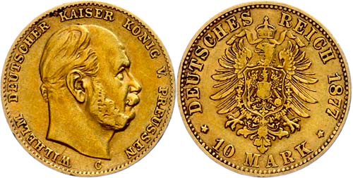 Prussia 10 Mark, 1877, Wilhelm I., ... 