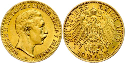 Prussia 10 Mark, 1902, Wilhelm ... 